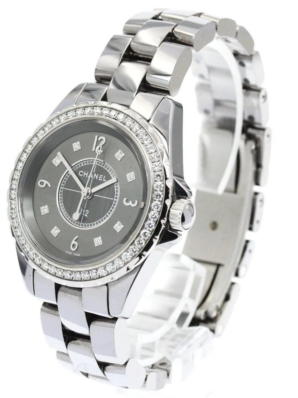 CHANEL J12 Chromatic H2565 Diamond bezel 8P gray Dial Quartz Ladies Watch_943472